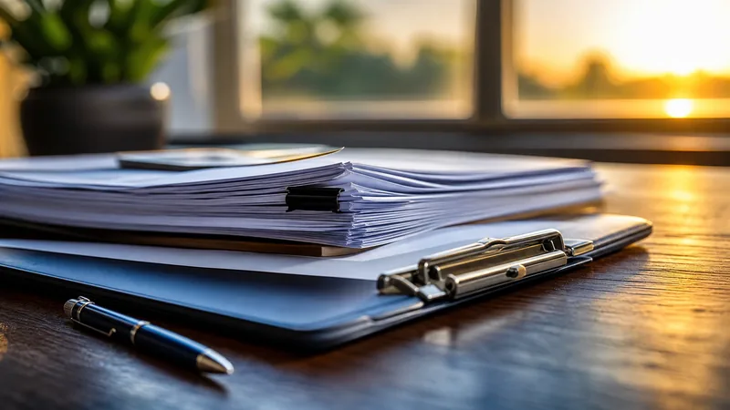 Insurance policy papers and a clipboard on a table, Michigan Workers' Compensation