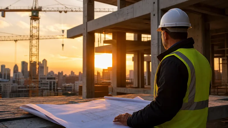 Contractor reviewing blueprints at a jobsite, Michigan Contractor License