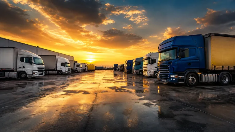 Box trucks and semis at a logistics yard, How to Start a Trucking Company in Michigan